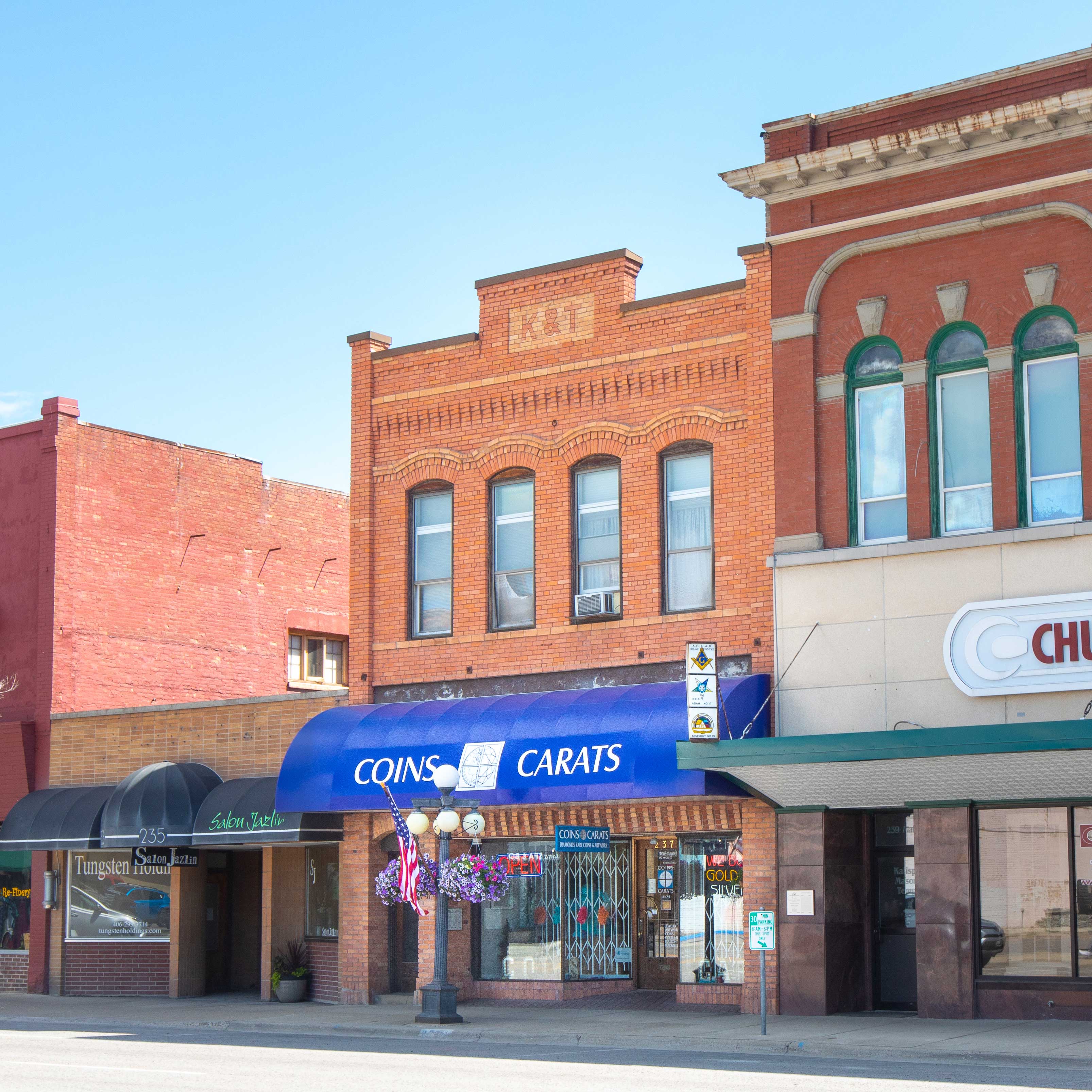 Coins and Carats storefront in downtown Kalispell